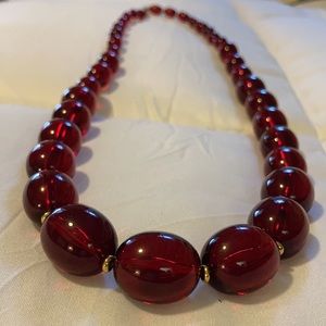 Monet Graduated Red Glass Bead Necklace